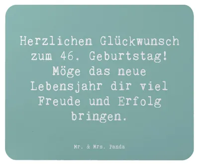 Produktbild von Mr. & Mrs. Panda Mauspad Spruch 46. Geburtstag - Meeresbrise - Geschenk, Glückwunsch, Mousepad, mousematte, Geburtstagsspruch 46 Jahre, Happy Birthday, Geburtstagskarte