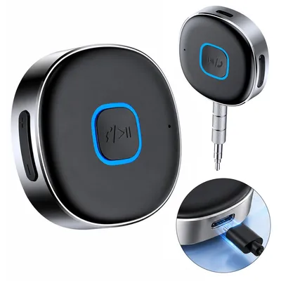 Produktbild von Bluetooth Auto Adapter, Bluetooth 5.0 Empfänger,Stereo-Musik,Dual-Pairing,Freisprechen, 16 Std. Wiedergabe,3,5mm AUX für Auto, MP3-Player & Kopfhörer