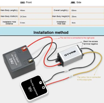Obrázek produktu pro Přenosný DC/DC regulátor 24V Step Down na 12V 3A 36W Úspora energie Transformátor Vodotěsný převodník