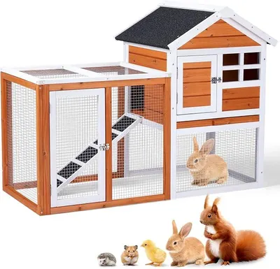 Imagen del producto de Jaula para conejos, jaula para conejos para exteriores, resistente al invierno, gallinero de madera