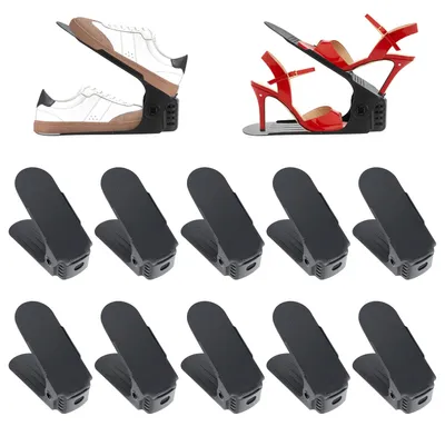 Schuhstapelhilfe 10er-Set, verstellbar, rutschfest, PP-Kunststoff, platzsparend