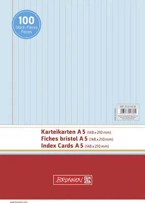 Produktbild von Brunnen Karteikarte DIN A5 quer liniert blau 100 St./Pack.