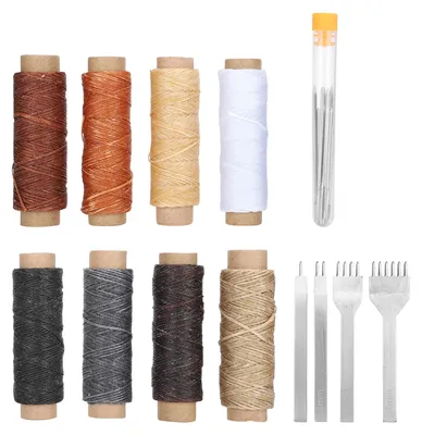 Obrázek produktu pro 24dílná sada na šití kůže, jehly, nitě, dláto, opravné nástroje, ručně vyrobená sada pro kutily