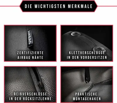 Produktbild von Autositzbezüge Universal Schonbezüge Kunstleder Komplett Set PKW Schonbezug Rot