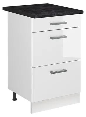 Produktbild von Küchenunterschrank Vicco R-Line Weiß Hochglanz/Weiß 50 cm Arbeitsplatte Anthrazit, Model 69771
