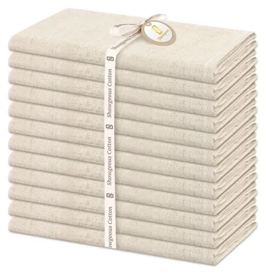 Produktbild von Set von 12 beigen Baumwollservietten - 40x40 cm, waschbar und wiederverwendbar
