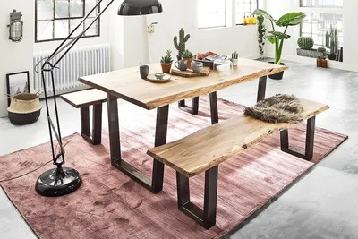 Produktbild von Baumkantentisch >Calabria< in Akazie natur / antik - 200x79,5x100 (BxHxT)