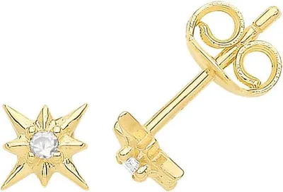 Produktbild von Schöne 9 Karat (375) Gold Stern Damen - Paar Ohrstecker - 4mm*4mm; TRS36362