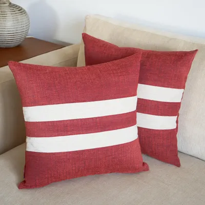Zierkissenbezug 45x45 cm Rot 2er-Set, gestreift, aus Polykatoen