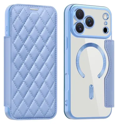 Produktbild von Für Apple iPhone 17 Pro Max 360 Grad Full Body Magsafe RFID Anti Datenklau Kunst Leder Hülle Tasche Hellblau