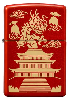 Zdjęcie produktu dla ZIPPO - Eastern Design - Dragon Temple Asian Red Matte Storm Zapalniczka benzynowa wielokrotnego napełniania 60005892