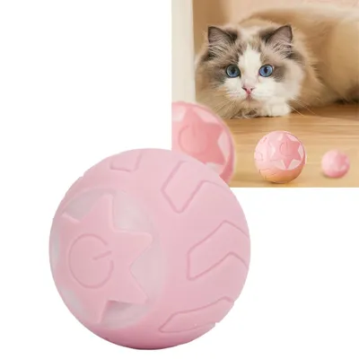 Image de ZELURXX Balle intelligente pour animaux de compagnie, en ABS et silicone, à roulement automatique, avec son, balle interactive pour chat, pour la maison, 4,1 x 4,1 x 4,1 cm