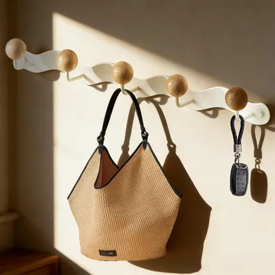 Obrázek produktu pro Omgoods - Nástěnné věšáky na oblečení, úsporný design, 5 háčků
