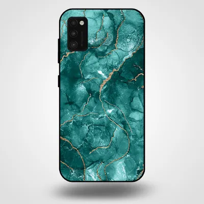 Produktbild von Smartphonica Handytasche für Samsung Galaxy A41 mit Marmordruck - TPU Rückseite Fall Marmor Design - Gold Grün