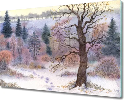 Produktbild von Coloray Hackbrett Küchenbrett Kochplattenabdeckung Schneidebrett Herdabdeckplatte 80x52 cm - Wald Winter Natur