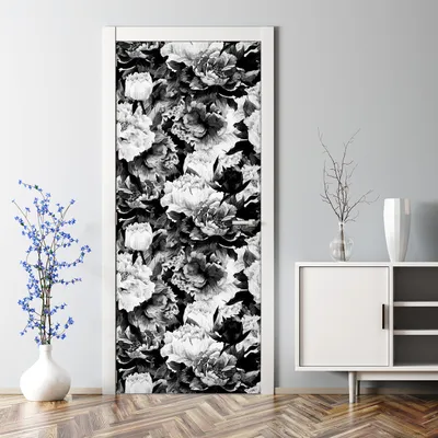 Produktbild von Dekorative Türfolie selbstklebend Klebefolie Aufkleber Abnehmbarer Dunkle Pfingstrosen 77 x 200 cm