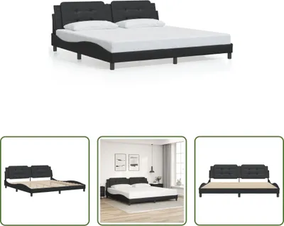 Produktbild von The Living Store Bettgestell mit Kopfteil Schwarz 200x200 cm Kunstleder