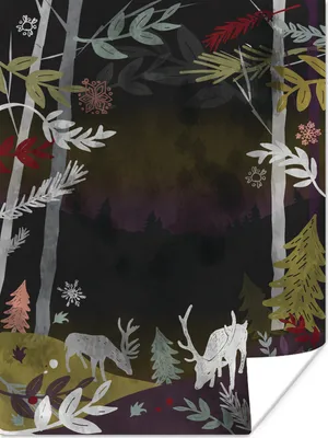 Produktbild von MuchoWow® Poster Eine Illustration eines Waldes bei Nacht 120x160 cm - Wandbilder