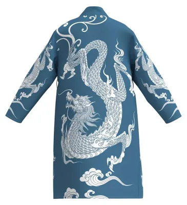 Productafbeelding van Currero Satijnen Badjas Heren Blauwig Wit L