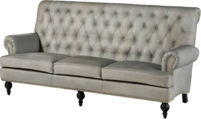 Produktbild von MASSIVMOEBEL24.DE Sofa 3-Sitzer Echtleder 196x84x94 grau CHESTERFIELD #207
