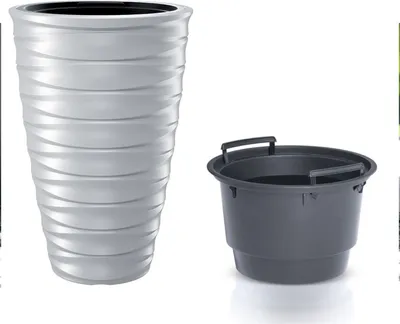 Produktbild von Freze Blumentopf mit Innentopf für Innen- und Außenbereich UV-Beständig Frostbeständig Rund Kunststoff (Ø 383mm, Weiß)