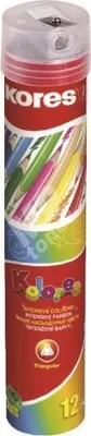 Produktbild von Kores Buntstifte "Kolores", 12er Metall-Runddose, dreikant