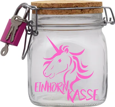Produktbild von Spardose Geld Geschenk Ideen Einhorn Kasse Transparent Größe M 0.75 Liter
