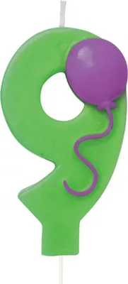 Produktbild von Geburtstag Zahlenkerze 9 mit Luftballon-Motiv, 7 cm, für die Kuchendekoration