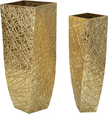 Immagine prodotto di Mauro Ferretti Squer set di vasi 2pz 34x34x90 cm 25x25x78 cm oro