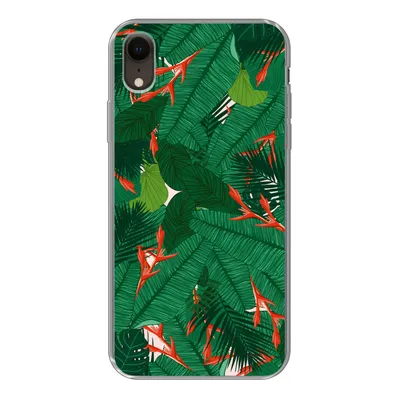 Produktbild von MuchoWow® Handyhülle Schutzhülle Hülle für iPhone XR Blumen - Blätter - Muster Silikon Softcase Handy Hülle - Schutzdeckel