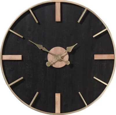 Produktbild von Wanduhr - Schwarz - Goldgelb - Ø 71 cm - Metall - MDF