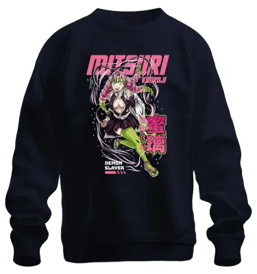 Immagine prodotto di Mitsuri Kanroji Demon Slayer Love Hashira Anime Manga Pink Kawaii Unisex Felpa Pullover, Navy, L