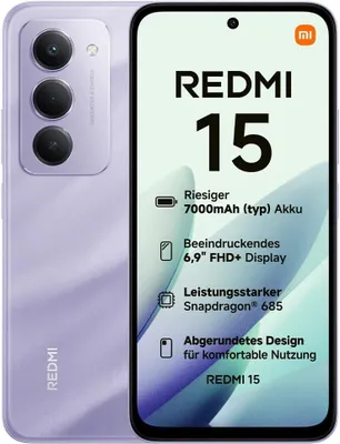 Produktbild von XIAOMI Redmi 15 4G Smartphone 8+256GB 6,9" 7000mAh Lila