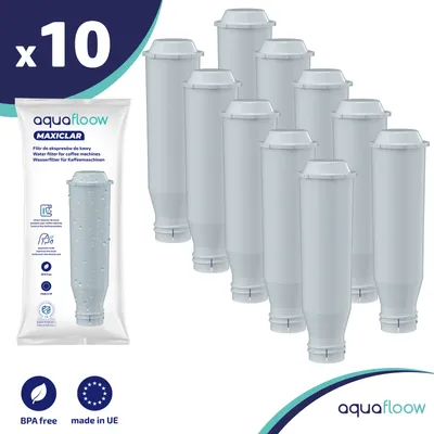 Produktbild von Aquafloow Wasserfilter kompatibel mit Krups, passt viele Modelle von Krups, Siemens, Bosch, AEG, Tefal, Neff, Gaggenau, 10er Pack