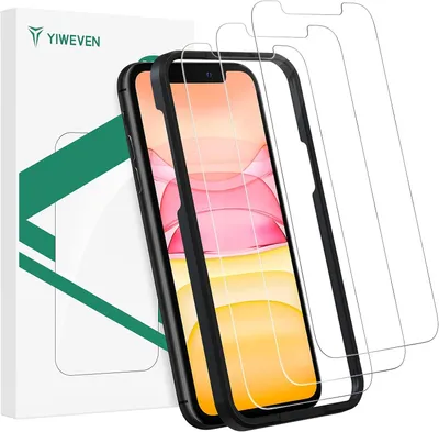 Immagine prodotto di 3 protezioni in vetro temperato per Apple iPhone 12/12 Pro 13/13 Pro, display da 6,1", con cornice per il montaggio
