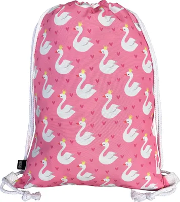 Produktbild von HECKBO® Schwan Frauen & Mädchen Turnbeutel - mit Schwänen & Herzen (beidseitig) - 40x32cm - waschmaschinenfest - geeignet für Sport, Schule, Freizeit, Kindergarten, Krippe, Reise, Ballett