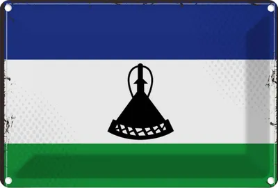 Produktbild von vianmo Blechschild 12x18 cm Lesothos Lesotho Flagge Fahne Wappen