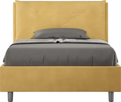 Produktbild von ITYHOME - Gepolstertes Bett mit Lattenrost 120x200 mit Mikrofaserbezug Ocker Appia Large