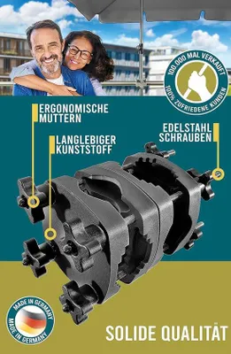 Productafbeelding van Famanu Parasolhouder, universeel - Balkonhouder voor alle parasols, kleur zwart