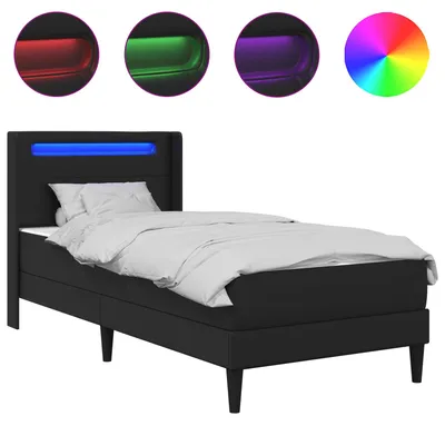 Image de vidaXL Structure de lit avec matelas, 90 x 190 cm, noire