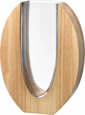 Immagine prodotto di Leonardo Vase Legno, Dekovase, Blumenvase, Tischvase, Glas / Holz, H 28 cm, 025655