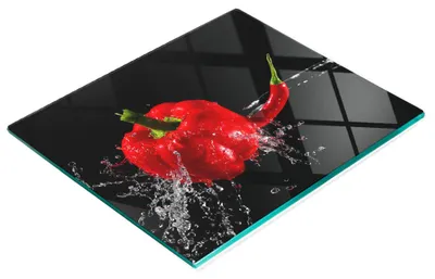 Produktbild von Nachbildungatives Küchenschneidebrett aus Glas, Paprikamuster, 60 x 52 cm