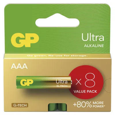 Alkalická baterie GP Ultra AAA (LR03), 8 ks