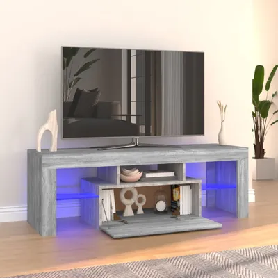 Image de vidaXL Armoire TV avec lampes LED Gris Sonoma 120x35x40 cm