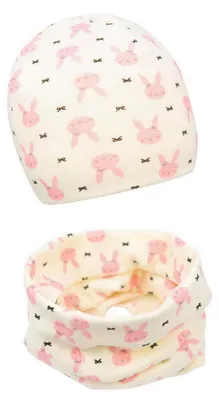 Produktbild von Foruhoo Baby Mädchen Beanie Mütze + Schlauchschal 2er Set, Wintermütze für Junge