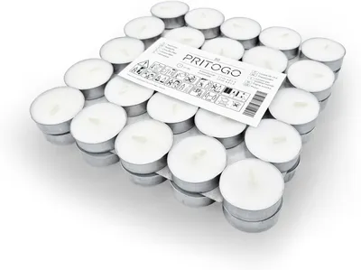 Imagen del producto de Velas pequeñas blancas, sin humo, de 3,8 x 1,2 cm, paquete de 50 unidades, para uso en exteriores