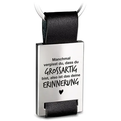 Produktbild von "Beste Freundin" Rectangle-Schlüsselanhänger aus Leder - Freundinnen Schlüsselanhänger - Gravur "Manchmal vergisst du dass du großartig bist"