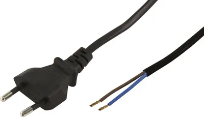 Produktbild von Euro-Netzkabel McPower mit blanken Enden Länge 1,5 m, 2x0,75 mm², schwarz