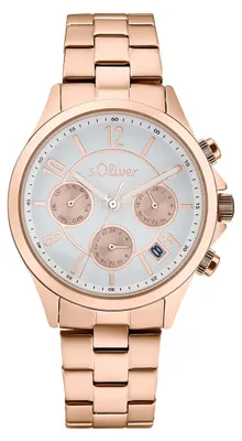 Produktbild von s.Oliver Damen Uhr Armbanduhr Chronograph Edelstahl IP Rose 2033554
