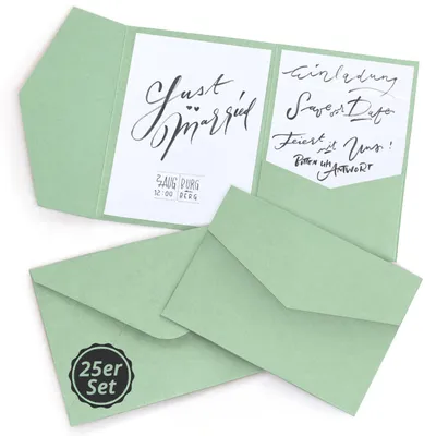Productafbeelding van Verpakking van 25 Pocketfold Kaarten met Enveloppen, B6 Formaat, Groen